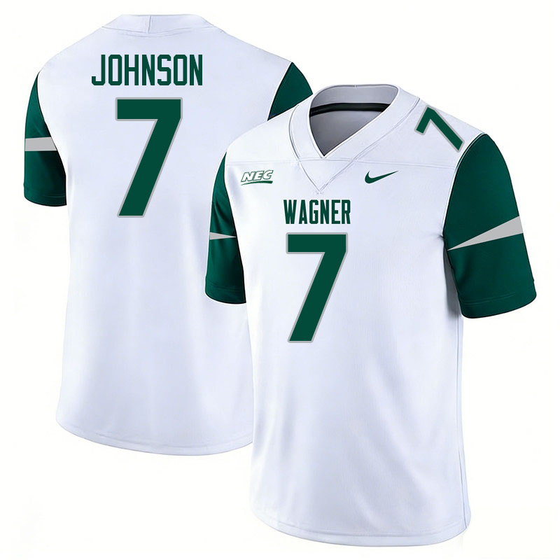 Wagner Seahawks #7 Jordan Johnson College Football Jerseys,Uniforms Stitched-White
